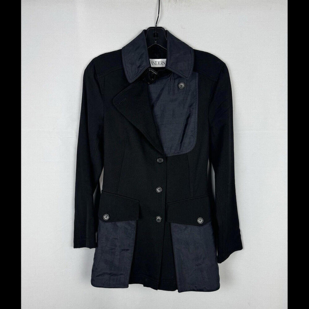JW Anderson Virgin Wool Nylon Trench Coat Black Size 4 US, 36 EU